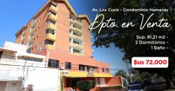 CONDOMINIO HAMACAS- DPTO. EN VENTA 2 HAB.