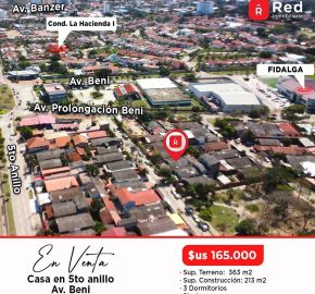 CASA EN VENTA ZONA NORTE AV. BENI 5TO ANILLO